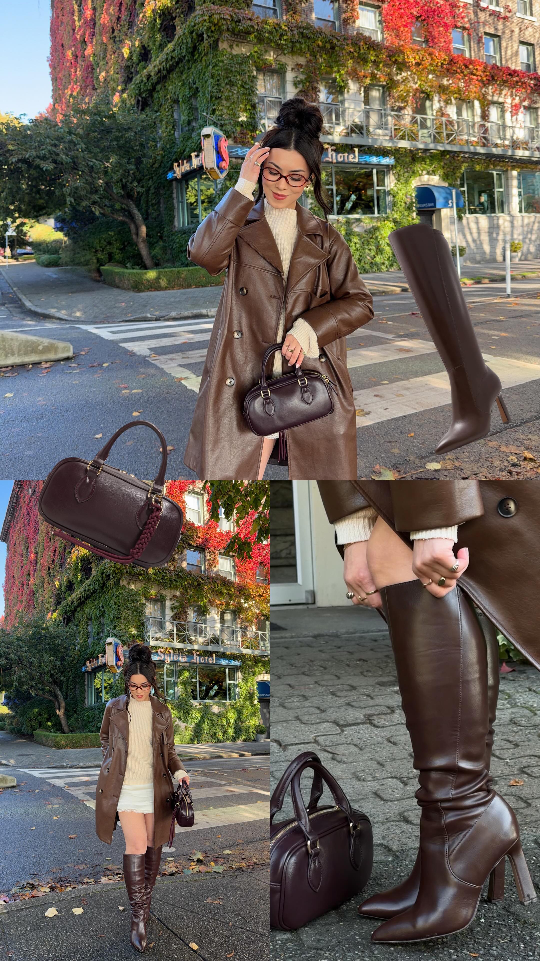 Instagram post by @brittanyng for callitspring. Caption reads: [...] with my fave brown boots & bag from....