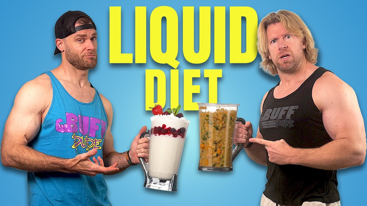 YouTube post by @buffdudes for David Protein. Caption reads: We Tried an All Liquid Diet, Here's What Happened.
