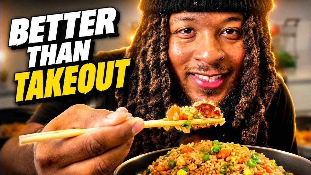 YouTube post by @plantbasedbrandon1 for Sound Effect Library. Caption reads: I Stopped Ordering Takeout — This One-Pan....