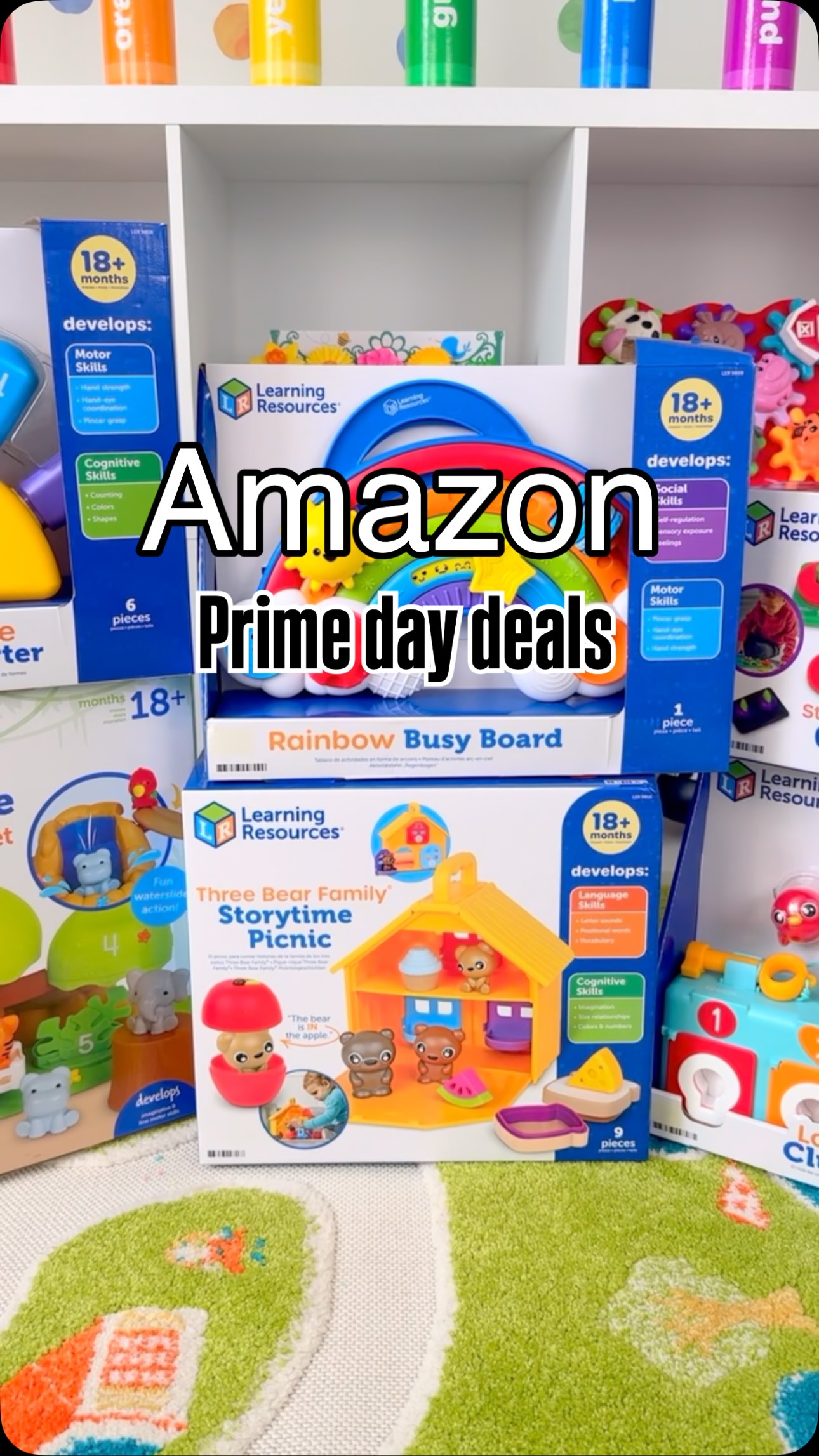 Instagram post by @growingupyang for Learning Resources. Caption reads: ✨Prime Day Deals!! ✨

Stock up on your holiday....
