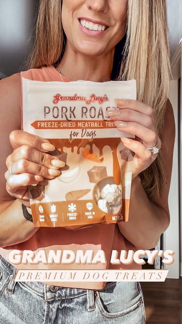 Instagram post by @brookedphillips for Grandma Lucy's. Caption reads: [...] meatball dog treats from @GrandmaLucys are a....