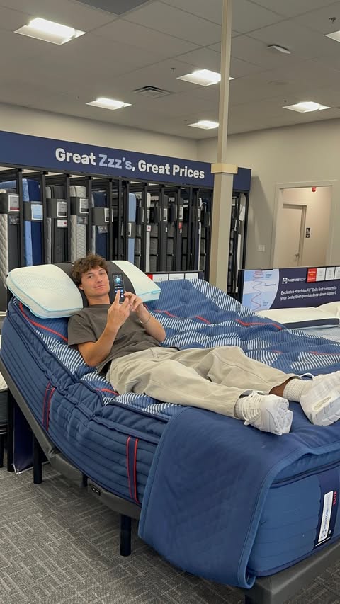Instagram post by @paxten_aaronson8 for Mattress Firm. Caption reads: [...] overwhelming, but the Sleep Experts®....
