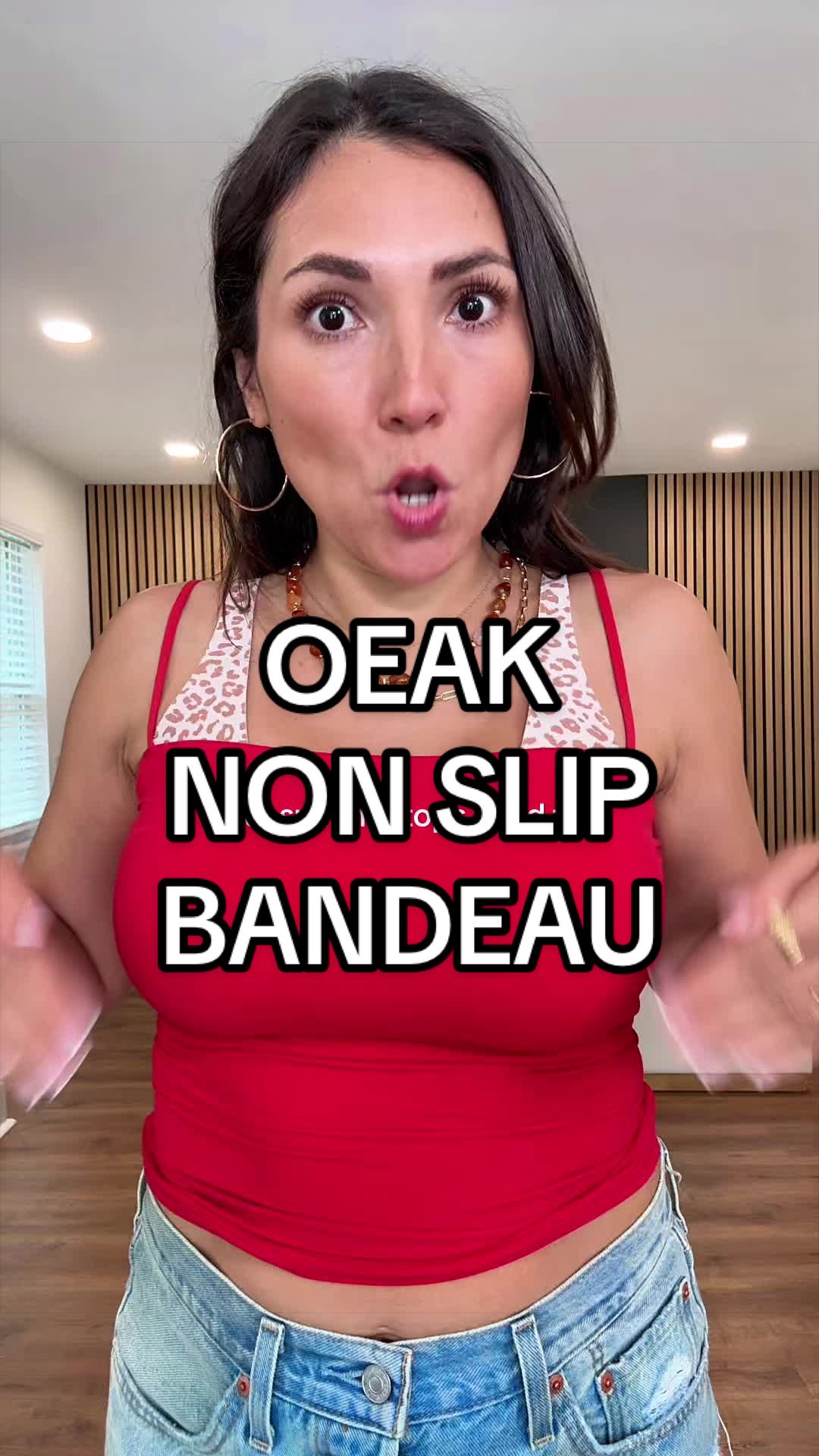 TikTok post by @angie.mmyers for OEAK-Bras. Caption reads: @OEAK-Bras just dropped this non slip strapless....