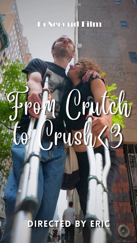Instagram post by @15secondfilm for Morgan & Morgan. Caption reads: FROM CRUTCH TO CRUSH 💖🎬 DIRECTED BY ERIC AND....