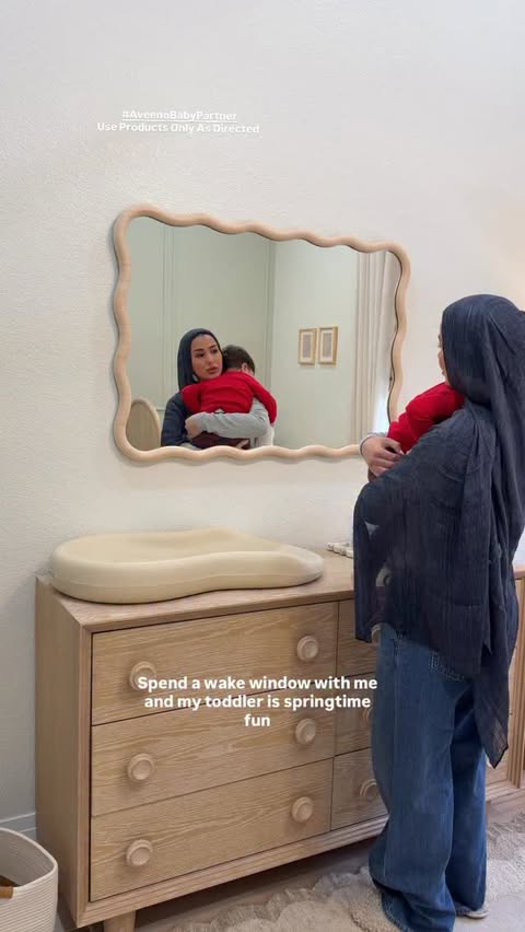 Instagram post by @minahamideh for AVEENO Baby. Caption reads: #AveenoBabyPartner Soft skin, big adventures☀️🧴....