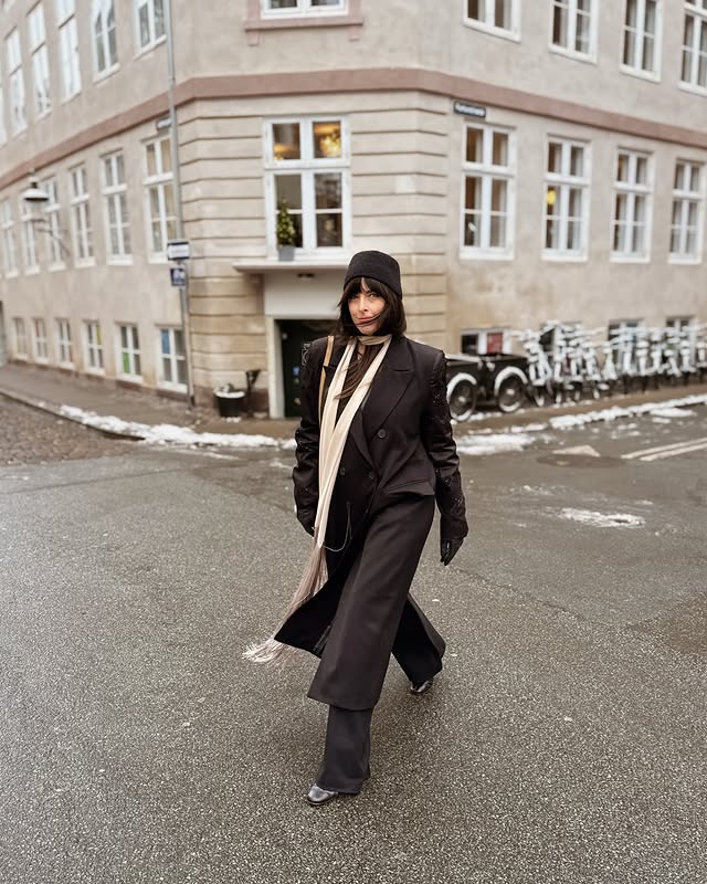 Instagram post by @annacascarina for Munthe. Caption reads: CPHFW Outfit 1 of many!!!! This @muntheofficial....
