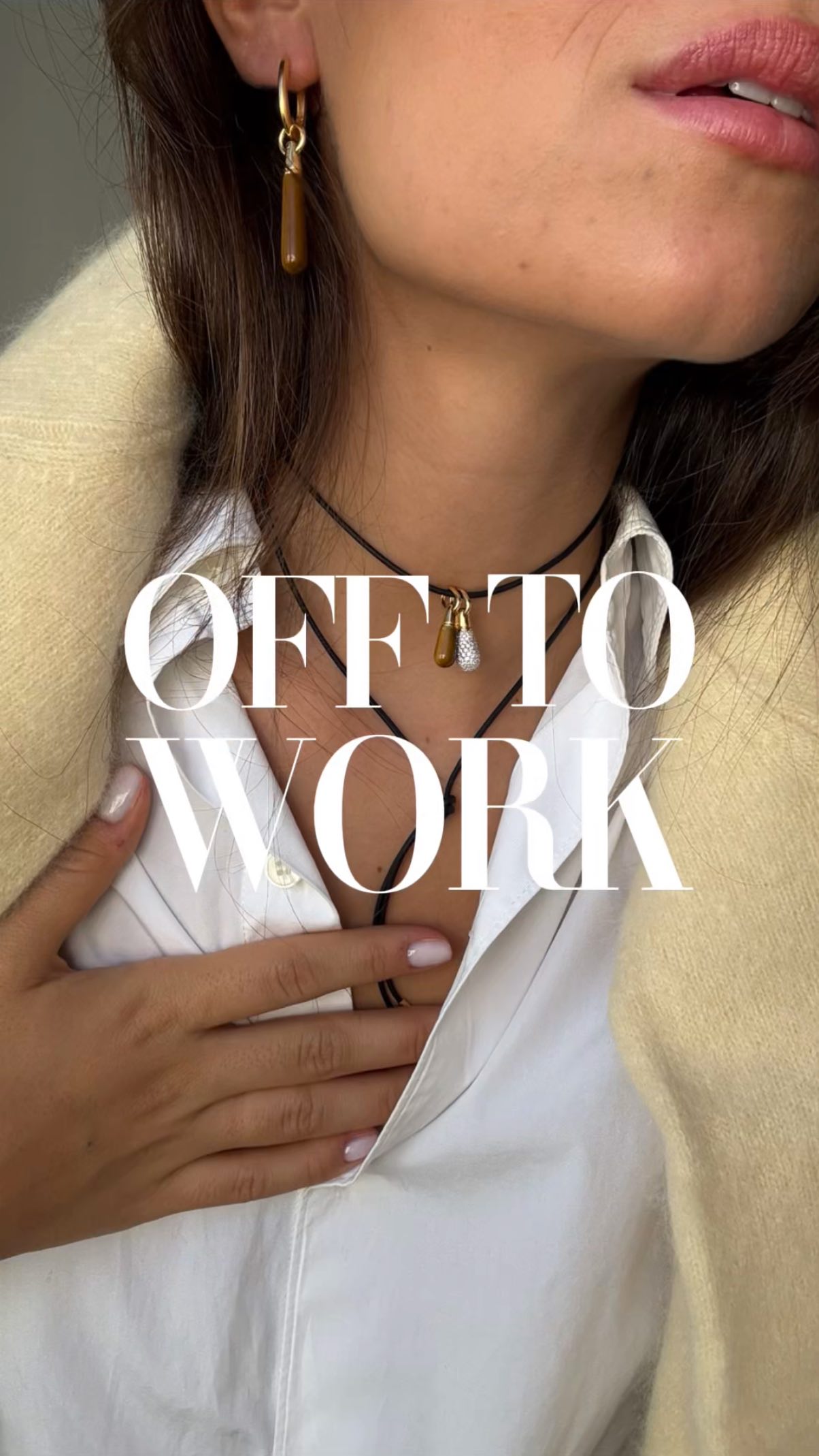 Instagram post by @sofia_marques_cruz for PDPAOLA. Caption reads: pub OFF TO WORK N.17 with @pdpaola_jewelry

A....