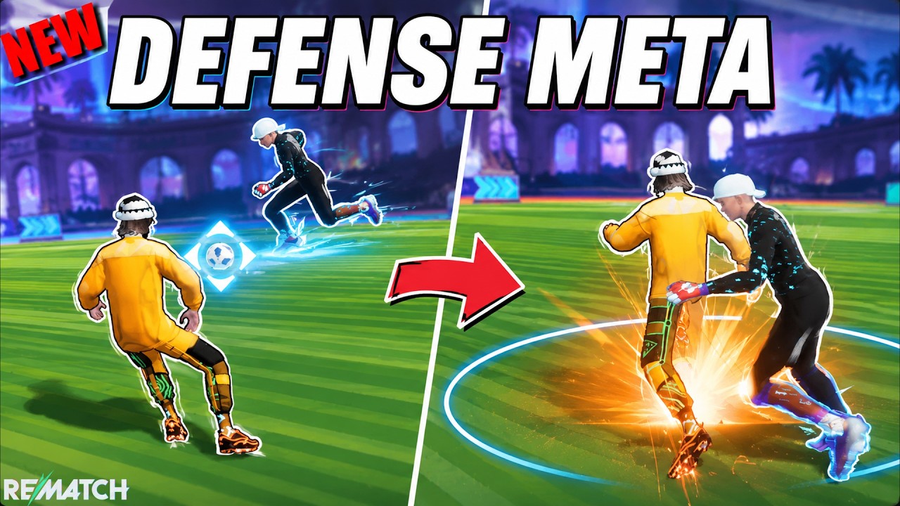 YouTube post by @Mogzrl for ExpressVPN. Caption reads: How to TACKLE the Best Dribblers in Rematch in....