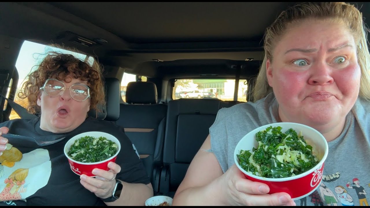 YouTube post by @ChelcieLynn for AdamAndEve.com. Caption reads: Eating Healthy (Chick Fil A Mukbang).