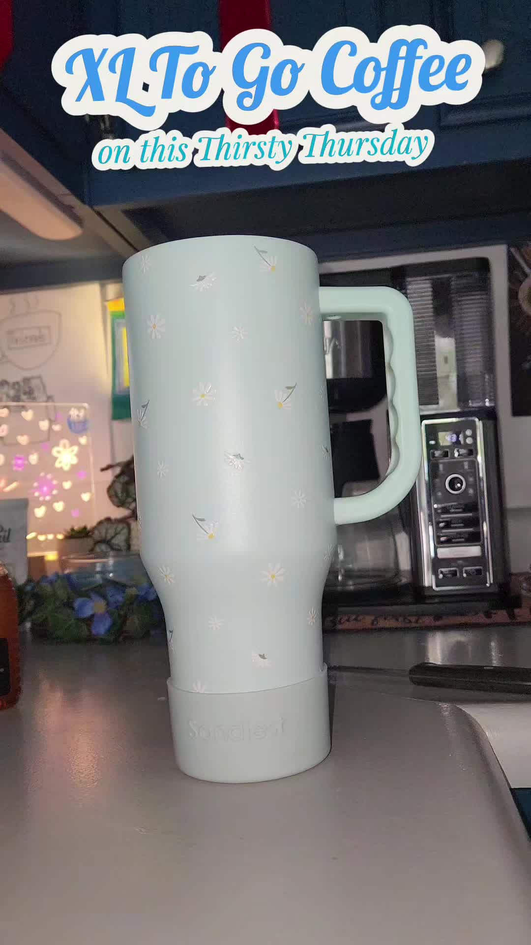 TikTok post by @momandcoffeeaddict for Sandjest. Caption reads: @Schuil Coffee Company @SANDJEST @Smuckers....