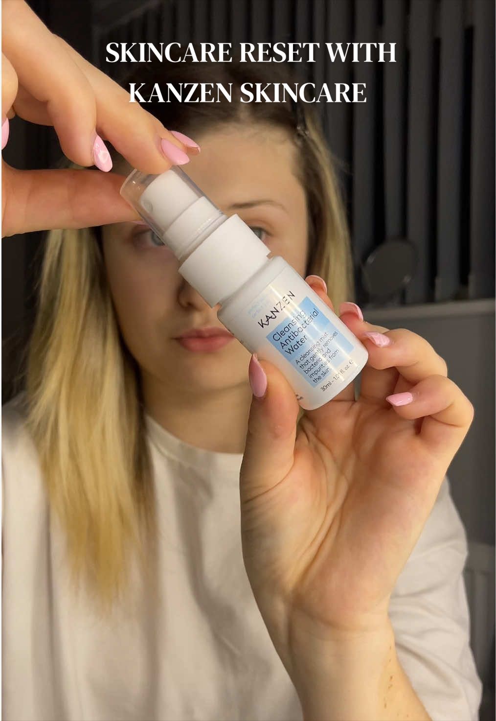 TikTok post by @amy_webb.xx for Kanzen Skincare. Caption reads: [...] routine a little reset too. @Kanzen Skincare....