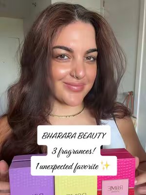 TikTok post by @shenoseee for Bharara Beauty. Caption reads: @Bharara Beauty ❤️ #perfumetok #fragrance [...].
