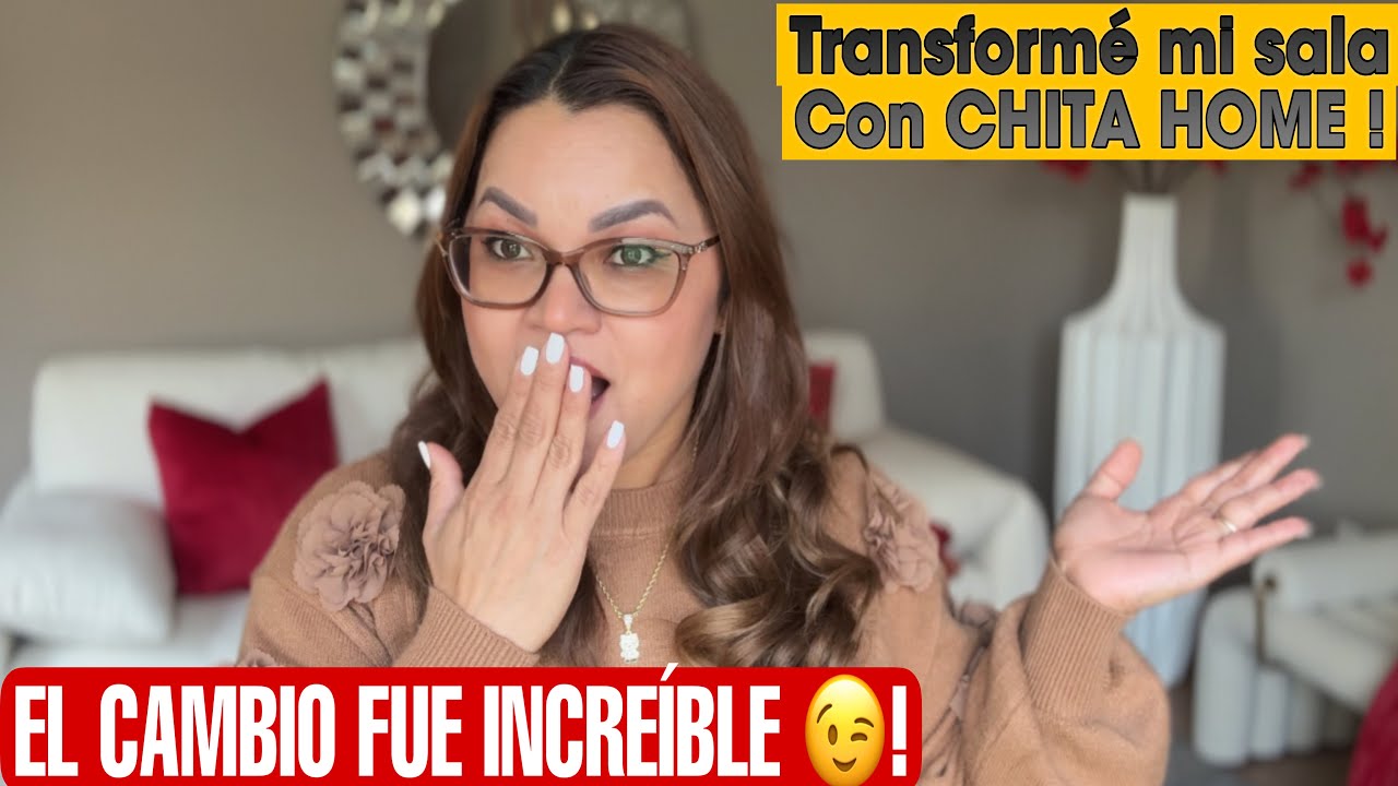 YouTube post by @conymaradiaga for Chita Living. Caption reads: ASÍ TRANSFORME  mi sala con CHITA HOME.