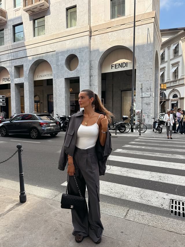 Instagram post by @valentina.brambilla for Lumina Fashion. Caption reads: Today 🗞️ in @lumina_fashion_official set #ootd....