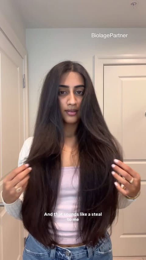 Instagram post by @neha.dharma for Biolage. Caption reads: [...] hair!  What more can a girl ask for?....