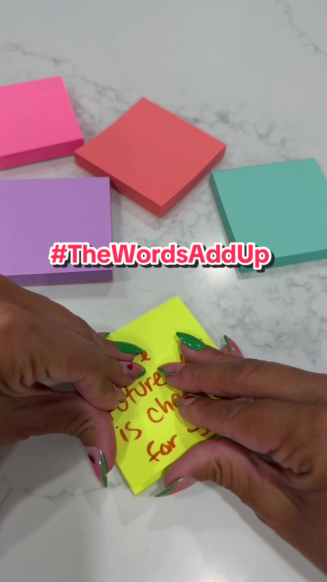 TikTok post by @influenced.af for Post-it. Caption reads: 💛 Because our words matter. And they stick.....