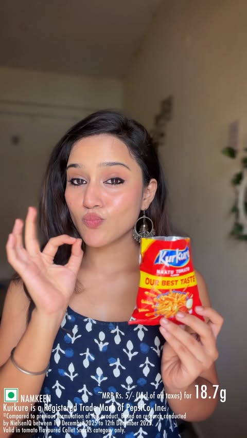 Instagram post by @varshapatnaik_ for Kurkure. Caption reads: [...] and this one definitely did! 🍅 NEW Kurkure....