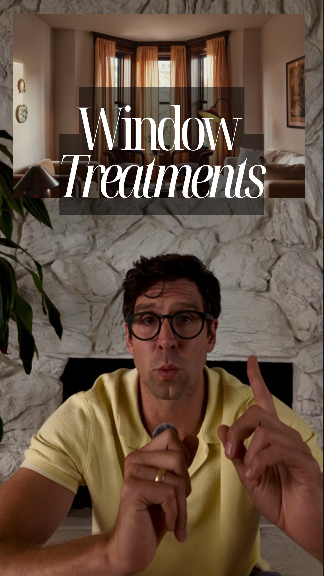 Instagram post by @hansloreidesign for Warby Parker. Caption reads: How window treatments can button up a space - and....