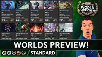 YouTube post by @JimDavisMTG for INTO THE AM. Caption reads: 🌎 World Championship Preview! 🌎 - Decklists,....
