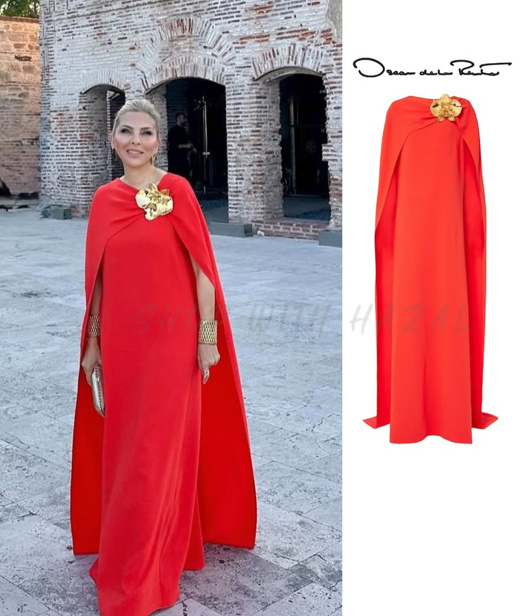 Instagram post by @shopwithhazal for Oscar De La Renta. Caption reads: @arzusabanci ♥️ #reklam.