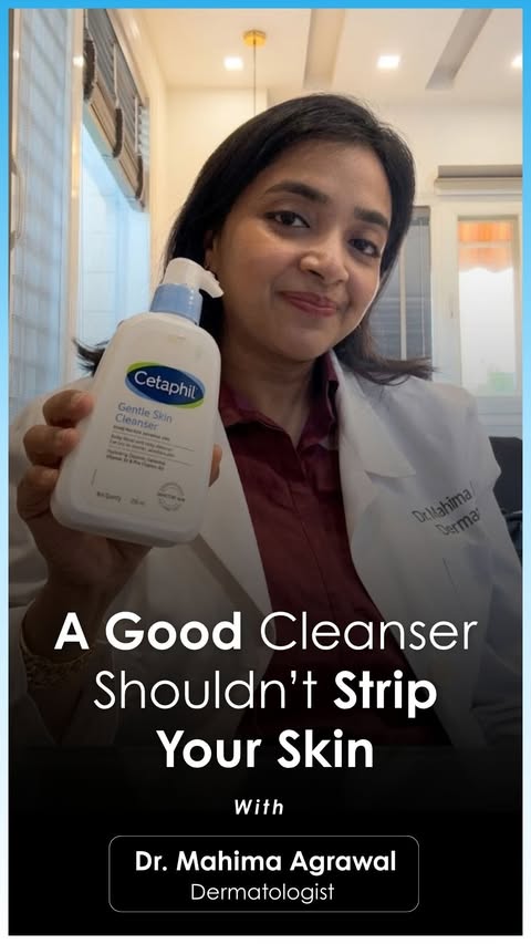 Instagram post by @derm_mum for Cetaphil. Caption reads: [...] gentle everyday cleansing option is Cetaphil....