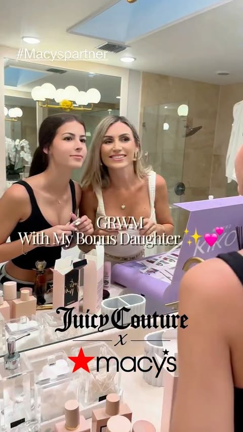Instagram post by @marina.b.style for Juicy Couture. Caption reads: [...] daughter for family dinner💕 @macys....