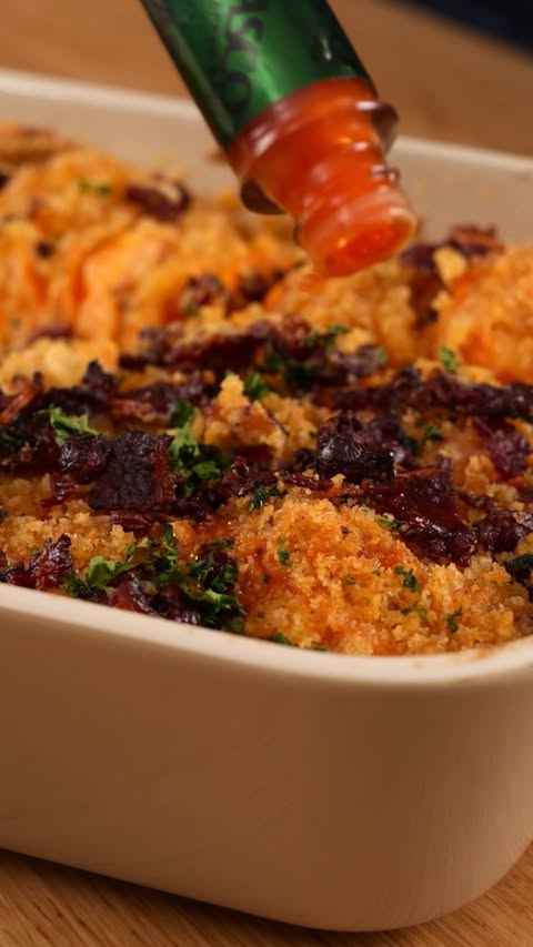 Instagram post by @brandongouveia for TABASCO. Caption reads: [...] My Creamy Gruyère Sweet Potatoes with....