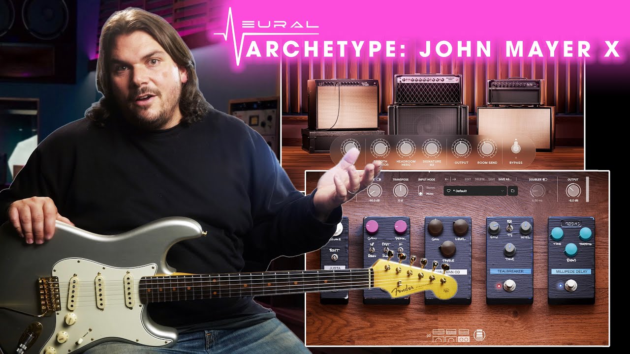 YouTube post by @VertexEffectsInc for Neural DSP. Caption reads: I've owned every John Mayer signature product.....