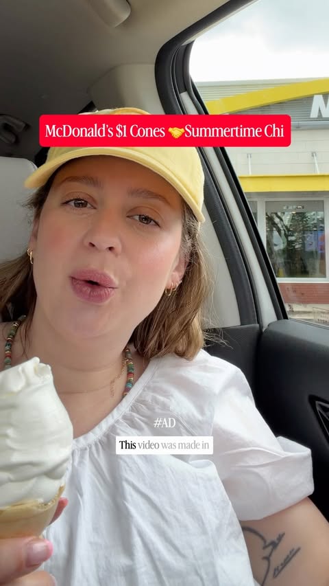 Instagram post by @windycitykaitlin for McDonald's. Caption reads: McDonald’s $1 cones 🤝summertime Chi #AD 🍦my....