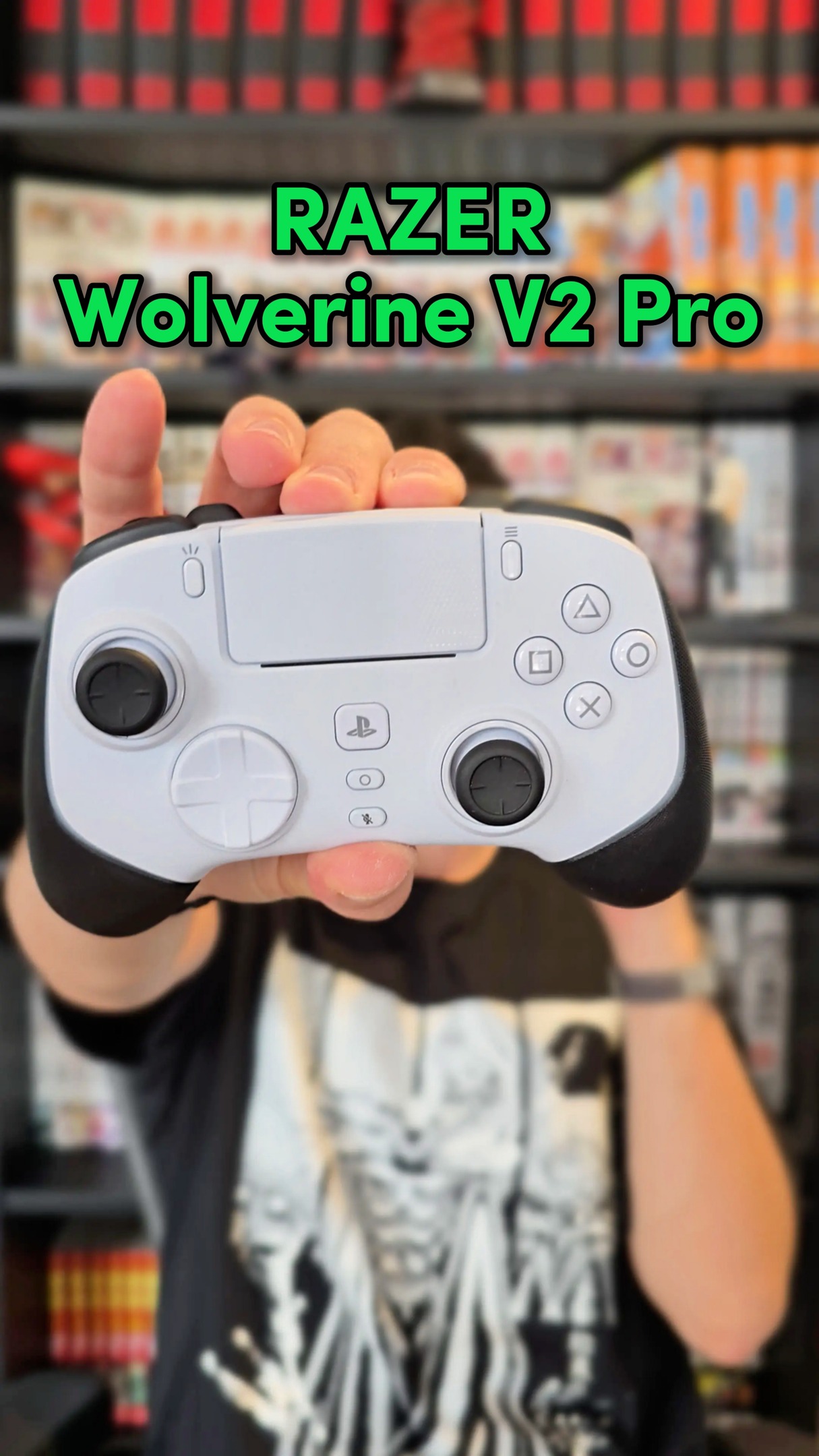 Instagram post by @chehine.reviews for Razer. Caption reads: Razer Wolverine V2 Pro على PS5… أقوى كنترولر للـ....