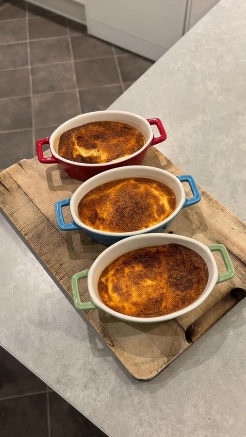 Instagram post by @sophiereidfit for Protein Works. Caption reads: Easy high protein soufflé 🍮

*I intended to make....