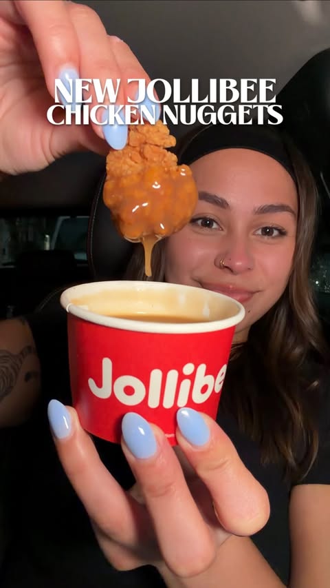 Instagram post by @perfectonionring for Jollibee. Caption reads: #ad NEW JOLLIBEE CHICKEN NUGGETS TASTE TEST!! 🤭 I....