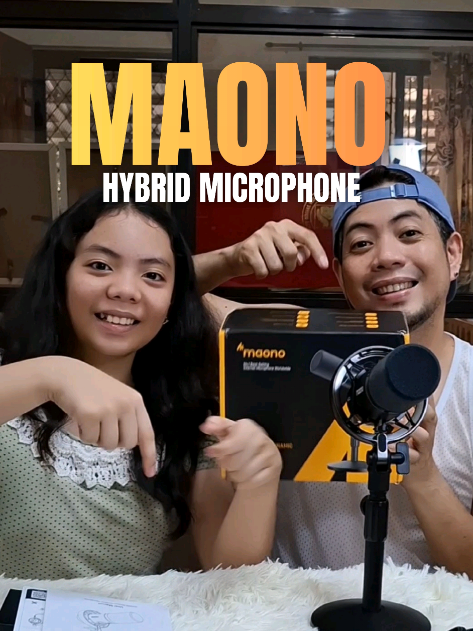 TikTok post by @.boreddad for Maono. Caption reads: sheeesh! swabe ng maono pd200w hybrid! @maono.ph....