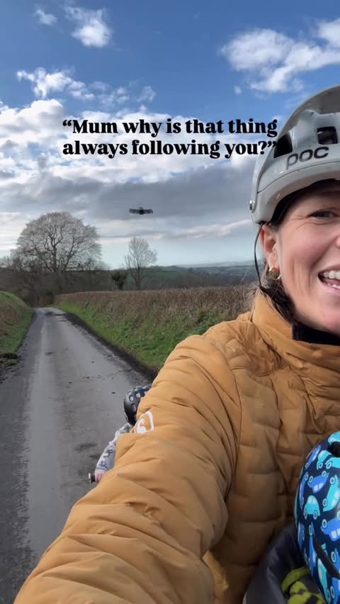 Instagram post by @britishadventuremum for HOVERAir. Caption reads: [...] All of these shots were filmed on the....