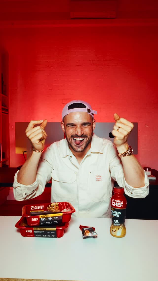 Instagram post by @shaybenmoussa for My Muscle Chef. Caption reads: When My Muscle Chef sends the goods… I turn snack....