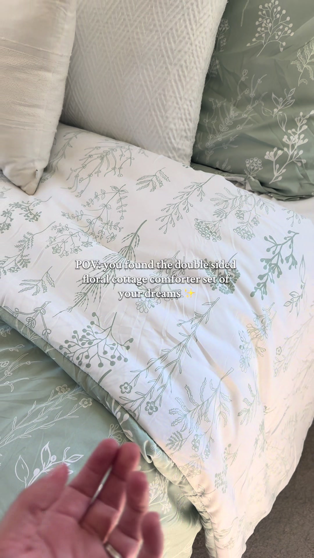 TikTok post by @isabellecropley for Bedsure Home. Caption reads: Perfectly feminine but timeless for any bedroom....