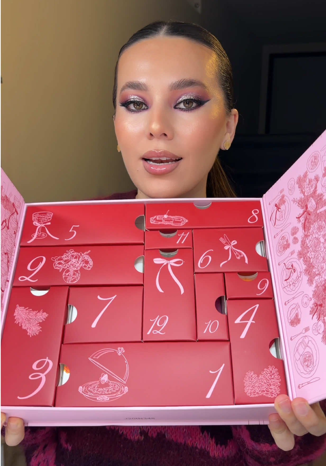 TikTok post by @sanamakeup0 for Glow Recipe. Caption reads: 🩷🌸✨@Glow Recipe  #adventcalendar #glowrecipe .