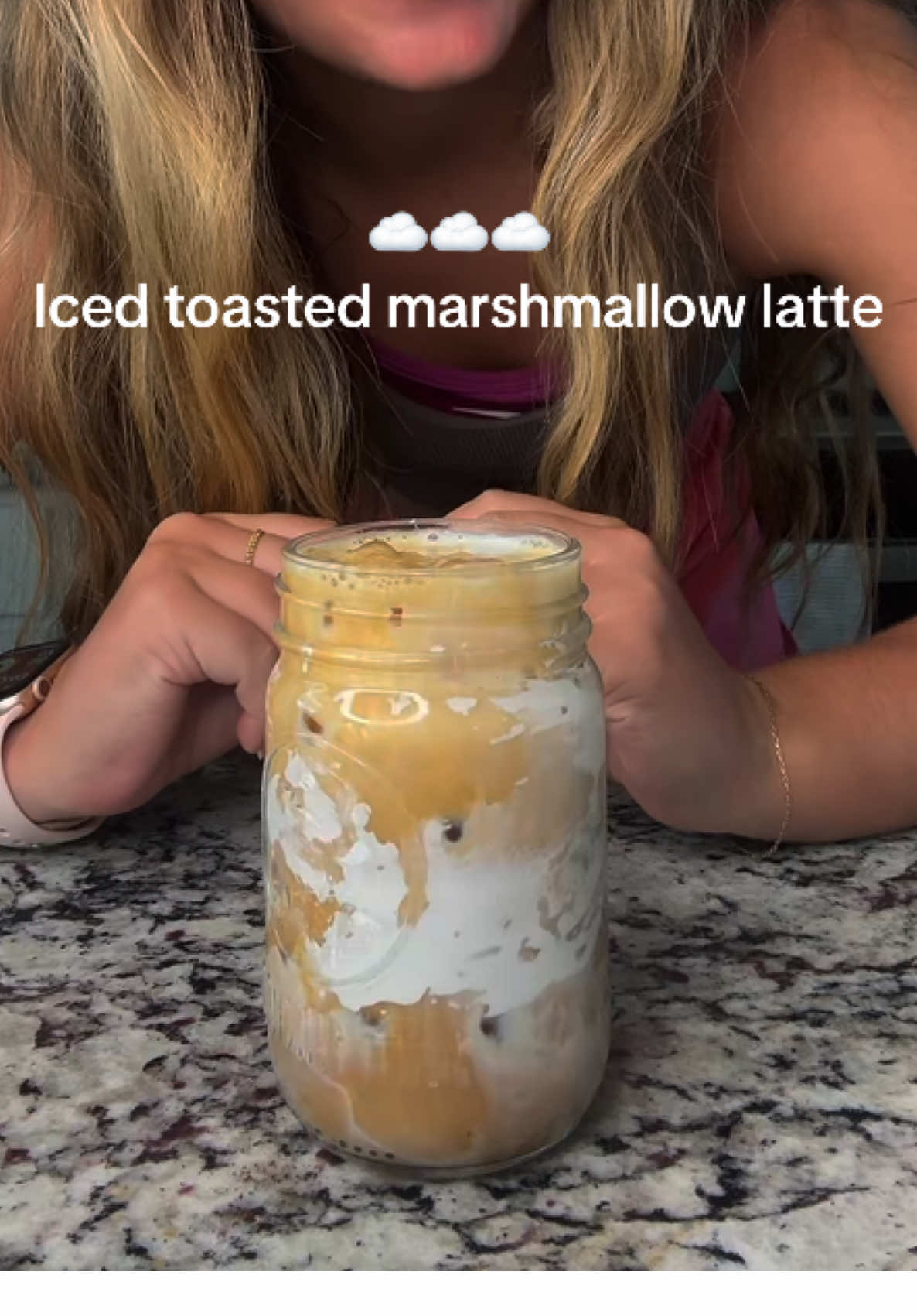 TikTok post by @kceastlanddd for Casabrews. Caption reads: [...] iced toasted marshmallow latte using....