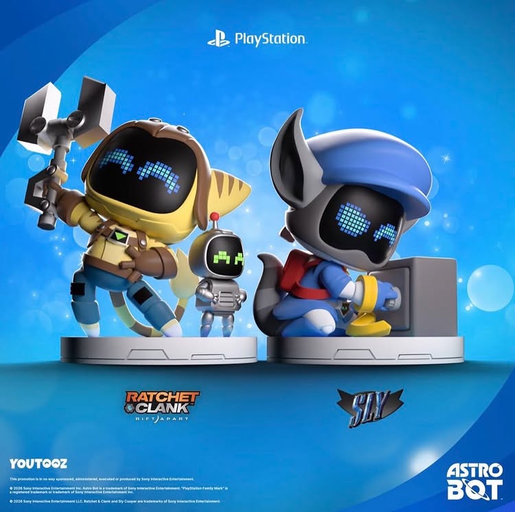 Instagram post by @funkopopsnews for Youtooz. Caption reads: First peek at the new YouTooz AstroBot figures!....
