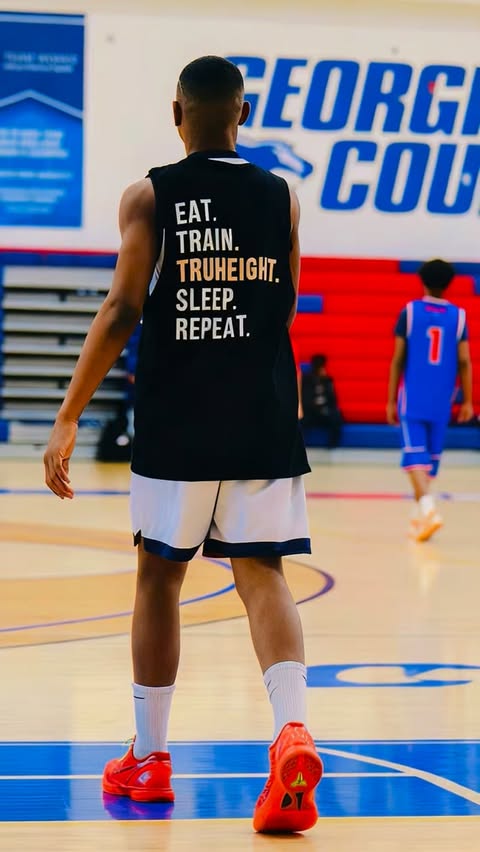 Instagram post by @ball_out_ki for TruHeight. Caption reads: [...] protein shake, and night vitamins. TruHeight....