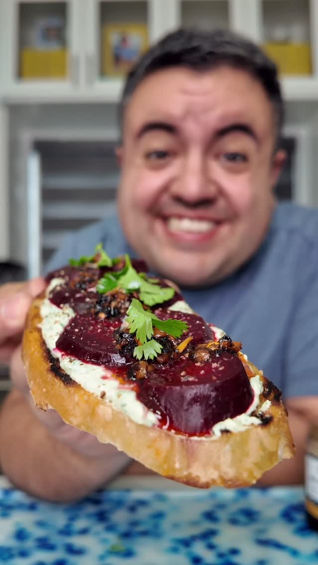 Instagram post by @freddsters for Lifeway Foods. Caption reads: Beet Toast w/ @lifewaykefir Farmer Cheese!....