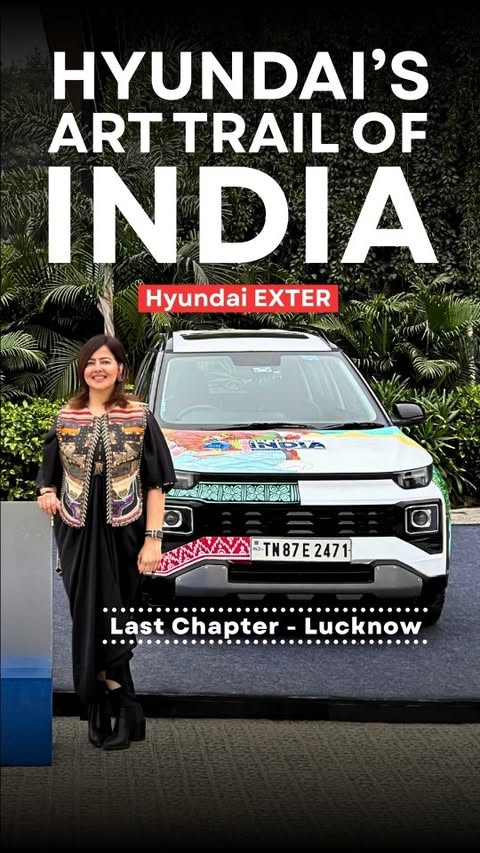 Instagram post by an influencer for Hyundai India. Caption reads: [...] cultural trail with me! @hyundaiindia #Ad....