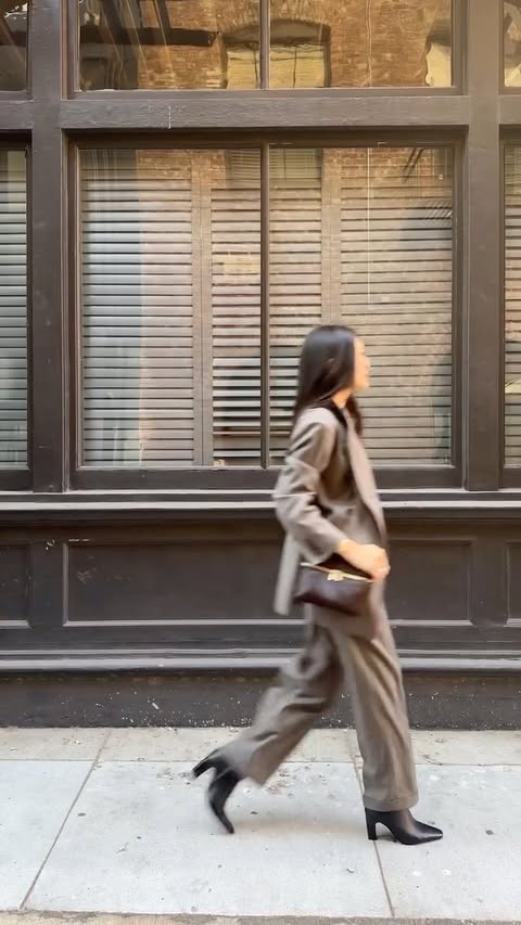 Instagram post by @eileenk.hyun for Reiss. Caption reads: An elevated fall suit with @reiss available to....