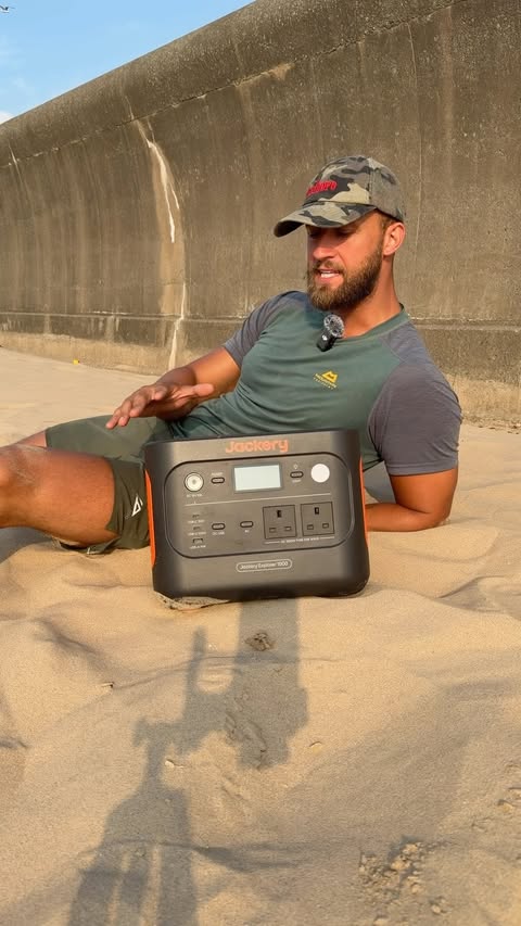 Instagram post by @lukebradleyadventure for Jackery. Caption reads: Solar saga panel for the jackery coming in useful....