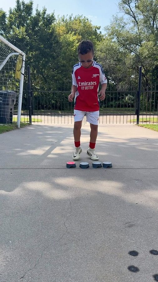 Instagram post by @reymarrufo10 for BlazePod. Caption reads: [...] ⚡️ #7yearsold #reaction #training #blazepod....