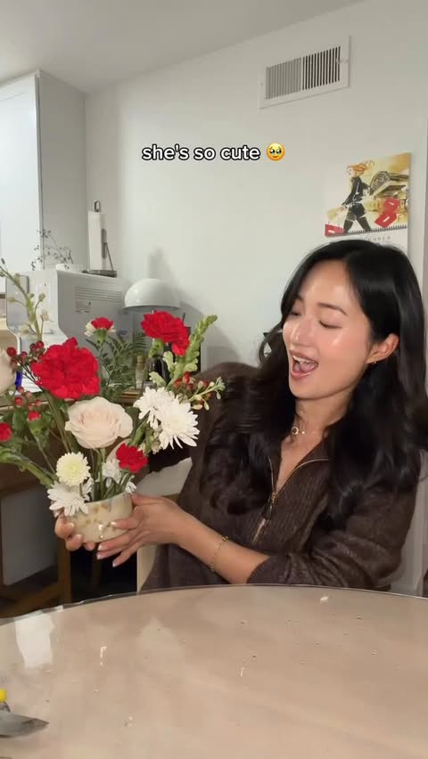 Instagram post by @sallykim7 for Rare Beauty. Caption reads: @rarebeauty sent me flowers so i made an....