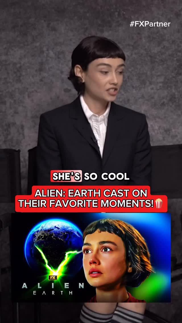 Instagram post by @therealsupes for FX Networks. Caption reads: Alien: Earth Cast on Favorite Moments! 🍿 Stream....