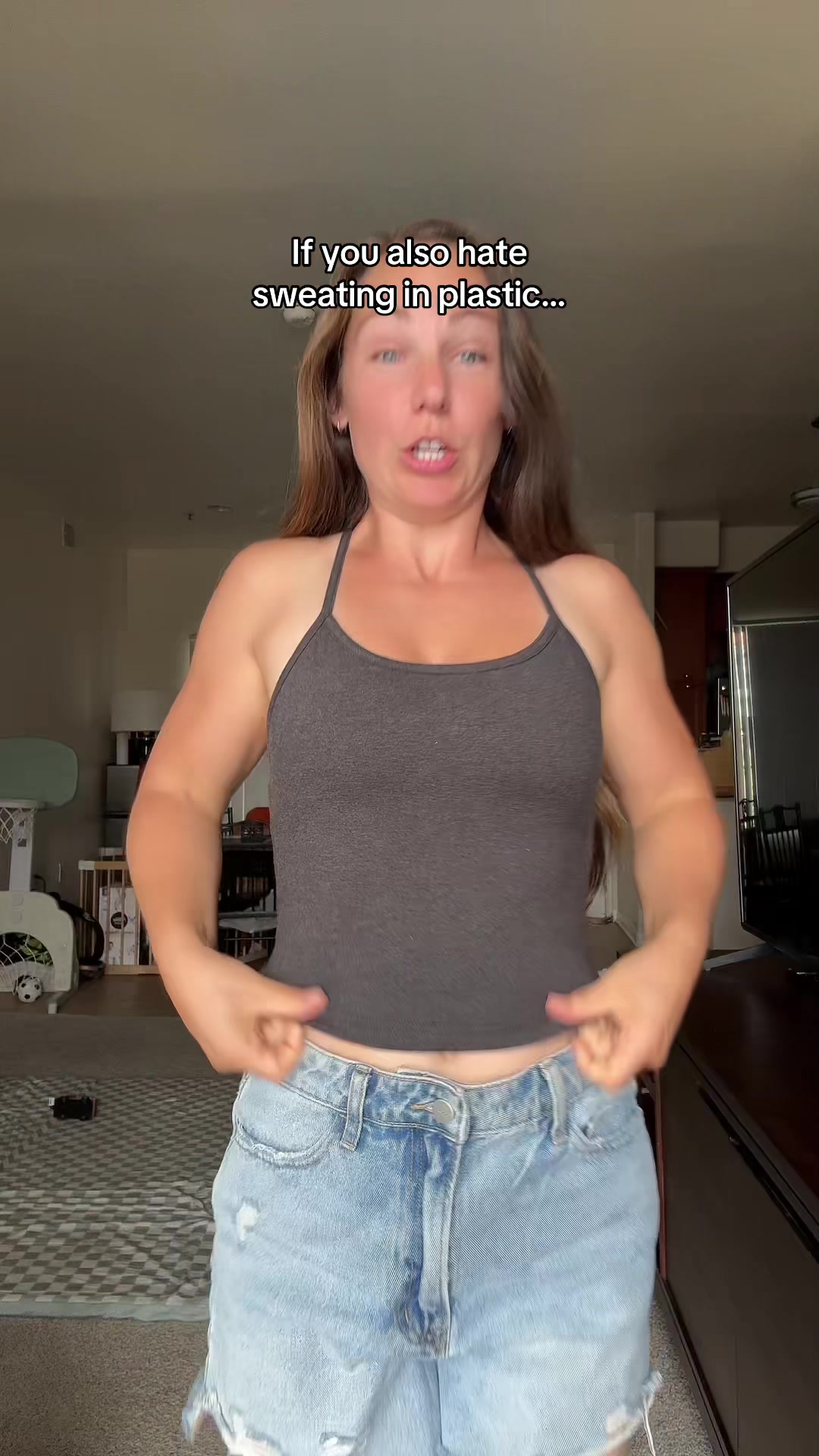 TikTok post by @beccafindsbetter for Pact. Caption reads: [...] comfy and no sweating in plastic fibers....