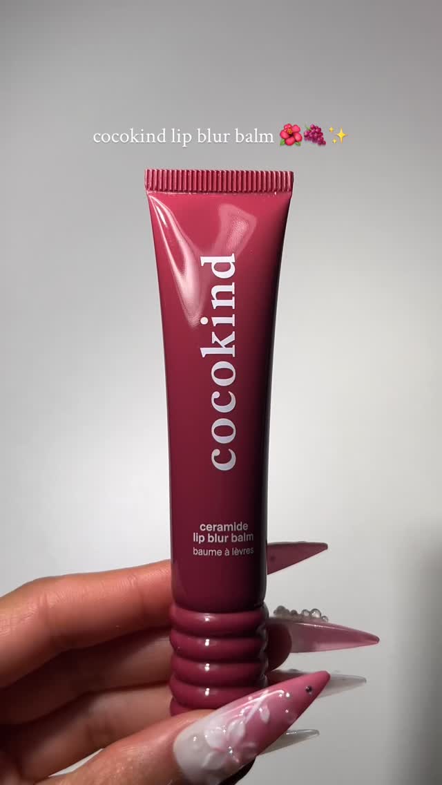 Instagram post by @sairasglam for Cocokind. Caption reads: lip blur balm @cocokind 🍇🌺

Ceramide lip blur....