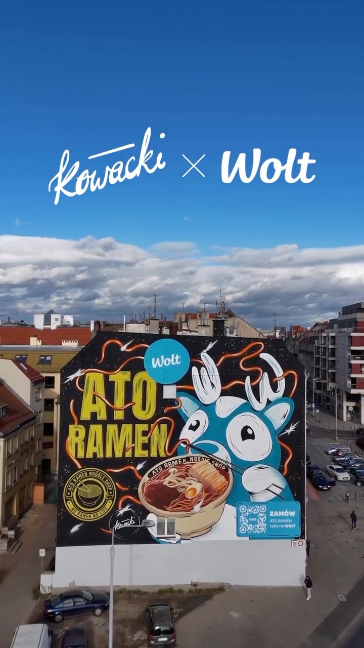 Instagram post by @dkowacki for Wolt. Caption reads: KOWACKI X WOLT X ATO RAMEN

@wolt.polska asked me....